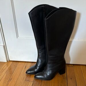 Journee Collection Laila Extra Wide Calf Knee High Black Leather Boots Size 6.5
